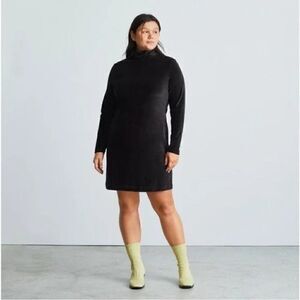 NWT Everlane The Velour Mini Dress in Black Size XS